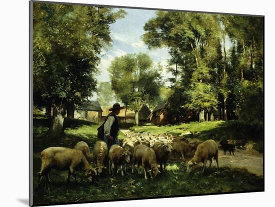 A Shepherd and His Flock-Julien Dupre-Mounted Giclee Print