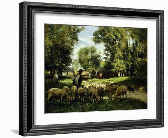 A Shepherd and His Flock-Julien Dupre-Framed Giclee Print