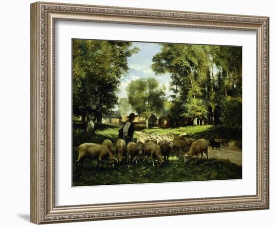 A Shepherd and his Flock-Julien Dupre-Framed Giclee Print