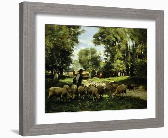 A Shepherd and his Flock-Julien Dupre-Framed Giclee Print