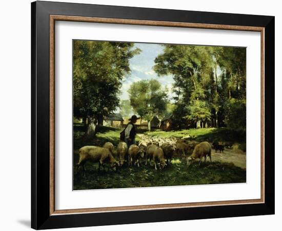 A Shepherd and his Flock-Julien Dupre-Framed Giclee Print