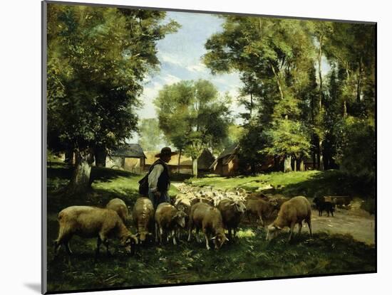 A Shepherd and his Flock-Julien Dupre-Mounted Giclee Print