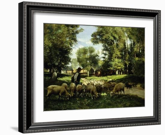 A Shepherd and his Flock-Julien Dupre-Framed Giclee Print