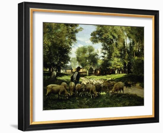 A Shepherd and his Flock-Julien Dupre-Framed Giclee Print