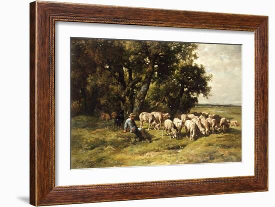 A Shepherd and His Flock-Charles Emile Jacque-Framed Giclee Print