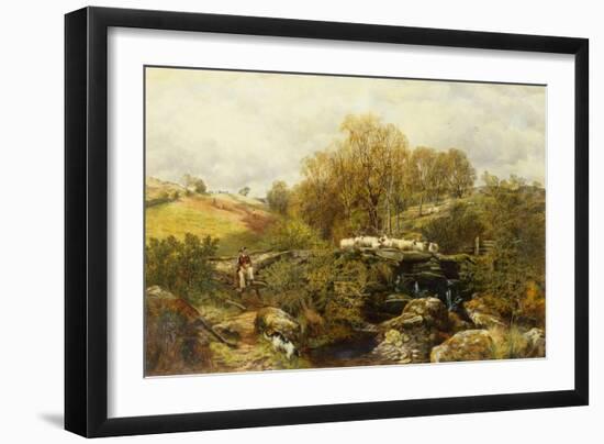 A Shepherd and his Sheep by A Stream, 1863-John F. Tennant-Framed Giclee Print