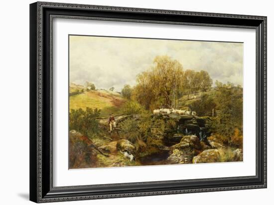 A Shepherd and his Sheep by A Stream, 1863-John F. Tennant-Framed Giclee Print