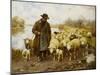 A Shepherd and Sheep by a Lake-Julius Hugo Bergmann-Mounted Giclee Print