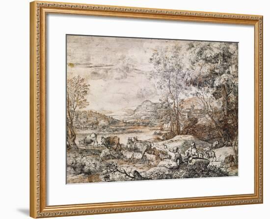 A Shepherd and Shepherdess Conversing-Claude Lorraine-Framed Giclee Print