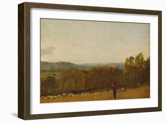 A Shepherd in a Landscape Looking across Dedham Vale Towards Langham, C.1810-John Constable-Framed Giclee Print