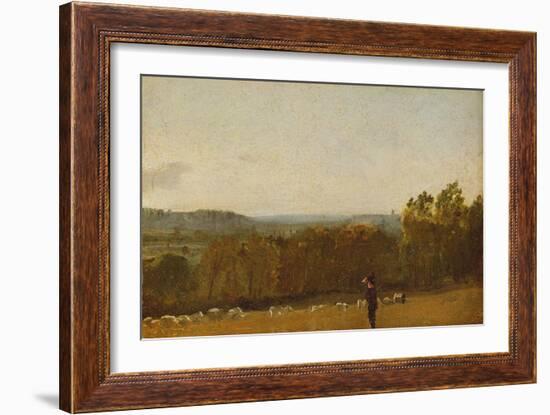 A Shepherd in a Landscape Looking across Dedham Vale Towards Langham, C.1810-John Constable-Framed Giclee Print