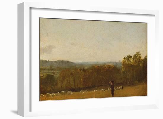 A Shepherd in a Landscape Looking across Dedham Vale Towards Langham, C.1810-John Constable-Framed Giclee Print