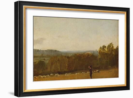 A Shepherd in a Landscape Looking across Dedham Vale Towards Langham, C.1810-John Constable-Framed Giclee Print