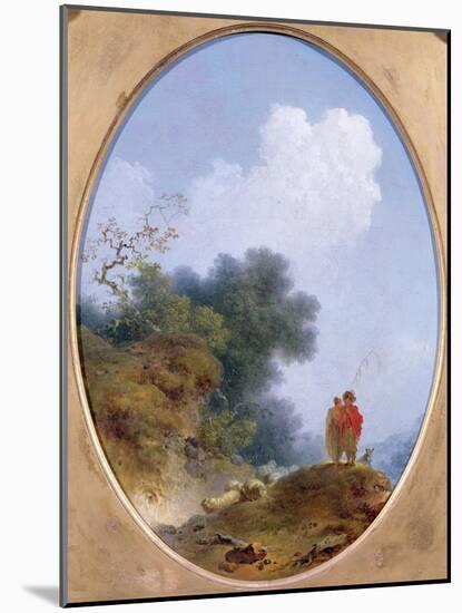 A Shepherd Playing the Flute Whilst a Peasant Girl Listens, 1765-Jean-Honore Fragonard-Mounted Giclee Print