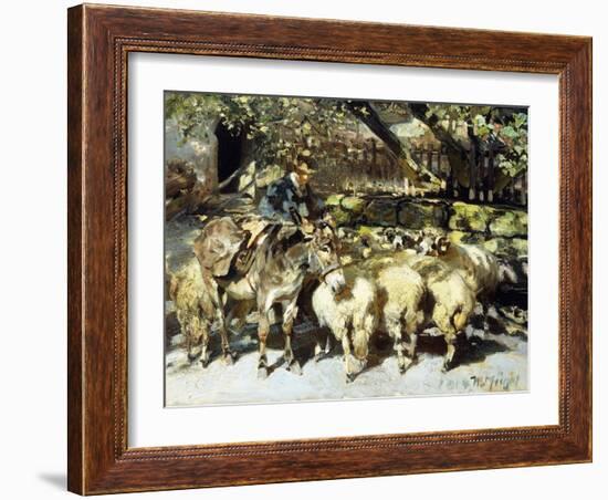 A Shepherd with his Flock-Heinrich Zugel-Framed Giclee Print