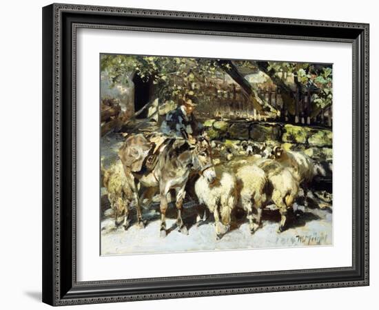 A Shepherd with his Flock-Heinrich Zugel-Framed Giclee Print