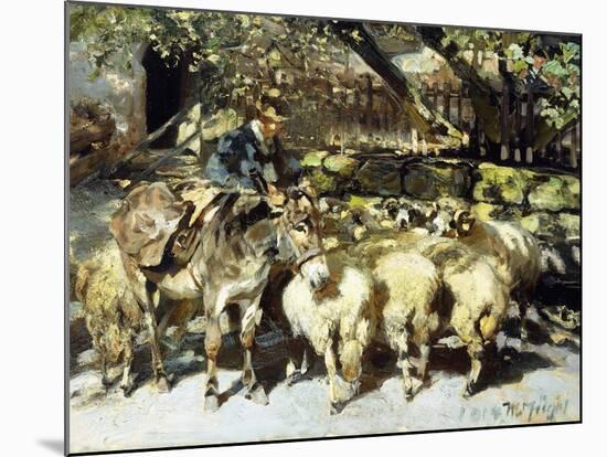 A Shepherd with his Flock-Heinrich Zugel-Mounted Giclee Print