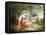 A Shepherdess Seated with Sheep and a Basket of Flowers Near a Ruin in a Wooded Landscape-Jean-Honoré Fragonard-Framed Premier Image Canvas