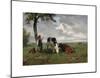 A Shepherdess with a Goat and Two Cows in a Meadow-Rosa Bonheur-Mounted Premium Giclee Print