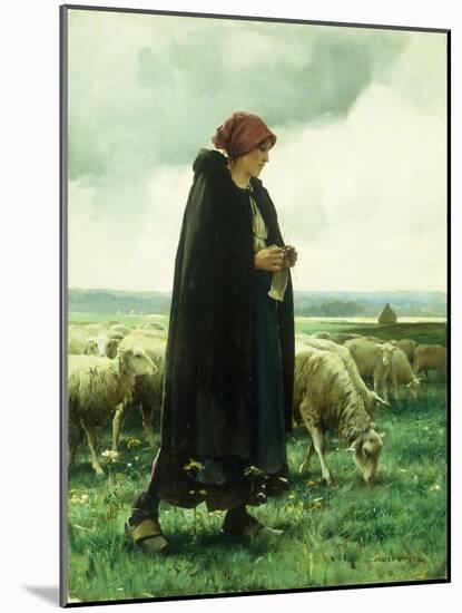 A Shepherdess with Her Flock-Julien Dupre-Mounted Giclee Print