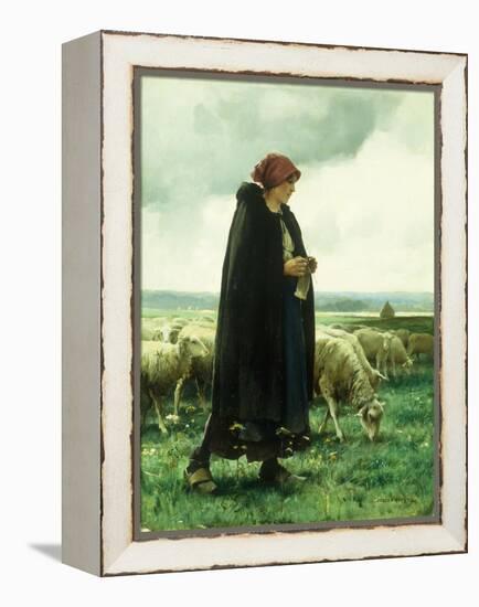 A Shepherdess with Her Flock-Julien Dupre-Framed Premier Image Canvas