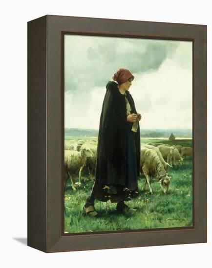 A Shepherdess with Her Flock-Julien Dupre-Framed Premier Image Canvas