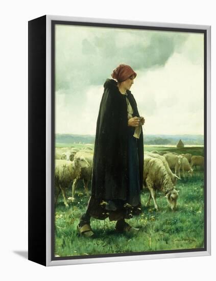 A Shepherdess with Her Flock-Julien Dupre-Framed Premier Image Canvas