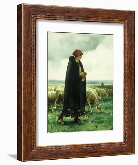 A Shepherdess with Her Flock-Julien Dupre-Framed Giclee Print