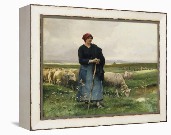A Shepherdess with Her Flock-Julien Dupre-Framed Premier Image Canvas