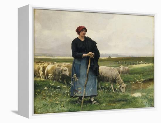 A Shepherdess with Her Flock-Julien Dupre-Framed Premier Image Canvas