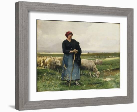 A Shepherdess with Her Flock-Julien Dupre-Framed Giclee Print