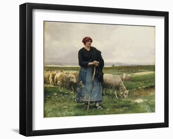 A Shepherdess with Her Flock-Julien Dupre-Framed Giclee Print