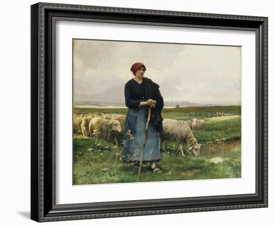 A Shepherdess with Her Flock-Julien Dupre-Framed Giclee Print