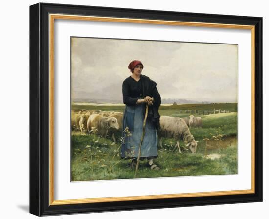 A Shepherdess with Her Flock-Julien Dupre-Framed Giclee Print