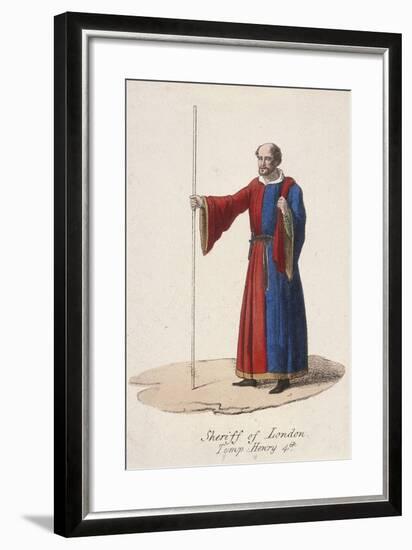 A Sheriff of London, Dressed in Early Fifteenth Century Civic Costume and Holding a Staff, C1830-null-Framed Giclee Print