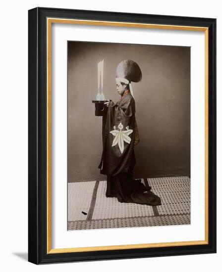 A Shinto Priest Offering Sake to the Kami, 1880-Baron Von Raimund Stillfried-Framed Giclee Print