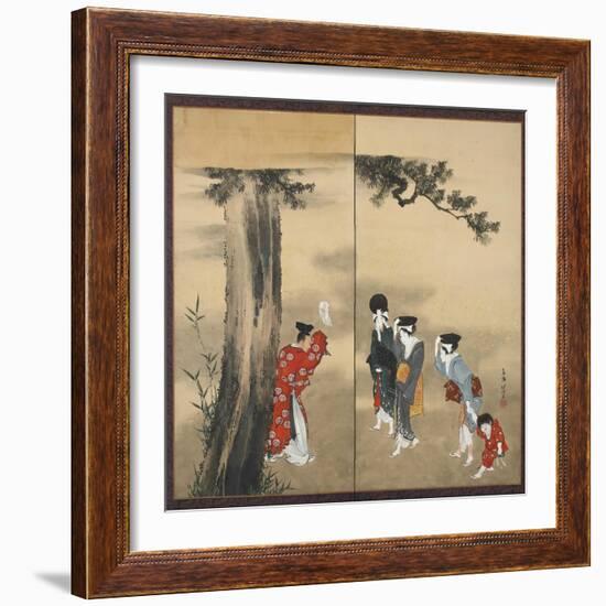 A Shinto Priest, Three Women and a Child, Edo Period, C.1799-Katsushika Hokusai-Framed Giclee Print