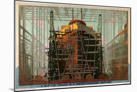 A Ship for Canada in a United Kingdom Shipyard-Charles Pears-Mounted Giclee Print