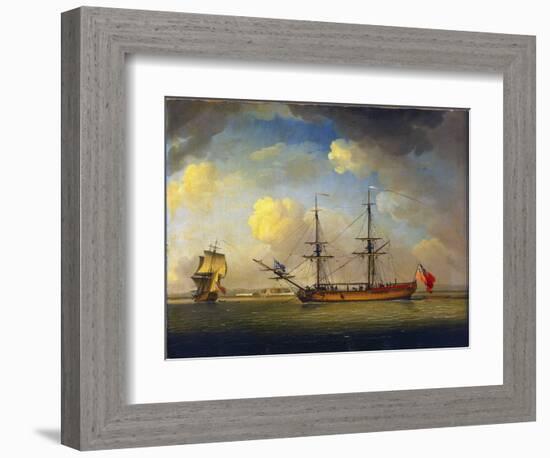 A Ship 'Naval Snow', a British Ship with Two Masts, Used to Transport Supplies for the Royal Navy,-Charles Brooking-Framed Giclee Print