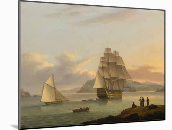 A Ship of the Line Off Plymouth, 1817-Thomas Luny-Mounted Giclee Print