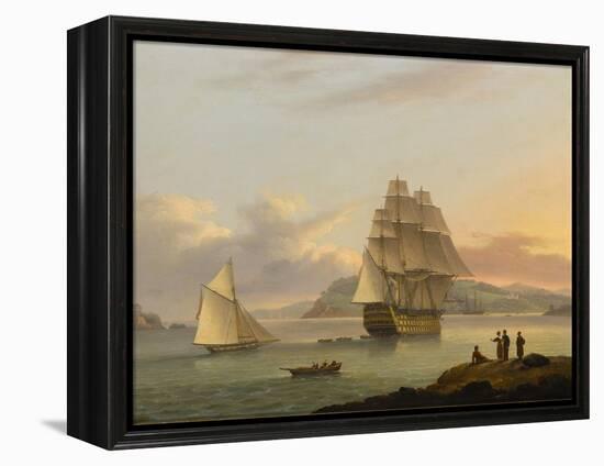 A Ship of the Line Off Plymouth, 1817-Thomas Luny-Framed Premier Image Canvas