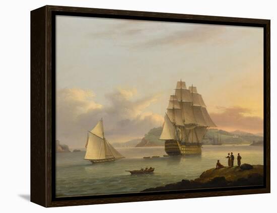 A Ship of the Line Off Plymouth, 1817-Thomas Luny-Framed Premier Image Canvas