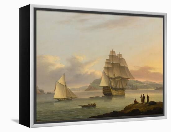 A Ship of the Line Off Plymouth, 1817-Thomas Luny-Framed Premier Image Canvas