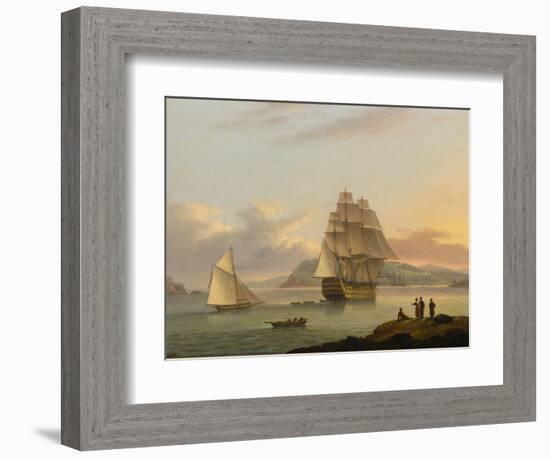 A Ship of the Line Off Plymouth, 1817-Thomas Luny-Framed Premium Giclee Print