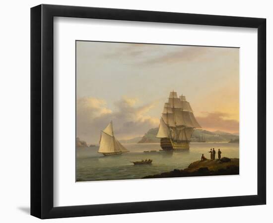 A Ship of the Line Off Plymouth, 1817-Thomas Luny-Framed Premium Giclee Print