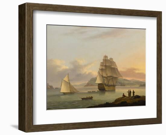 A Ship of the Line Off Plymouth, 1817-Thomas Luny-Framed Giclee Print