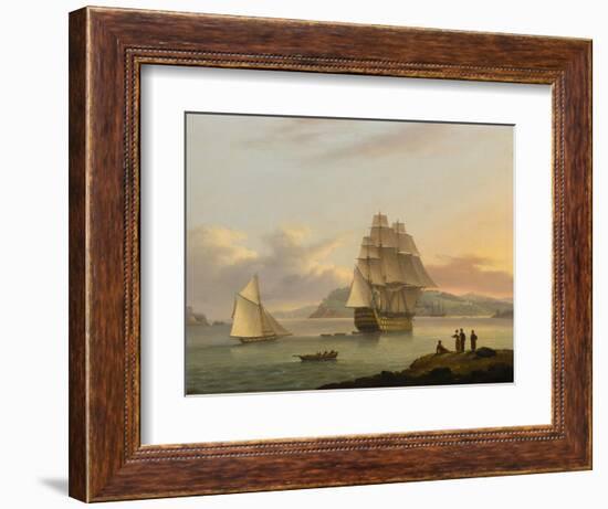 A Ship of the Line Off Plymouth, 1817-Thomas Luny-Framed Giclee Print