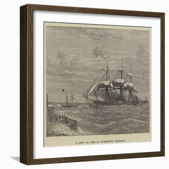 A Ship on Fire in Kingstown Harbour-null-Framed Giclee Print