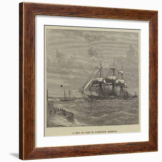 A Ship on Fire in Kingstown Harbour-null-Framed Giclee Print