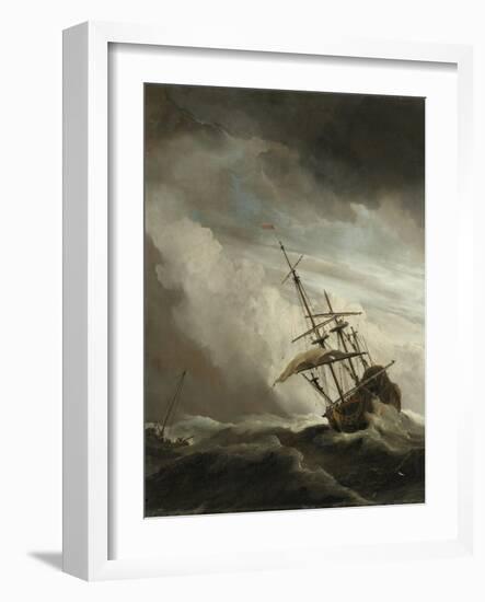 A Ship on the High Seas Caught by a Squall, Known as the 'Gust', 1680-Willem Van De, The Younger Velde-Framed Premium Giclee Print